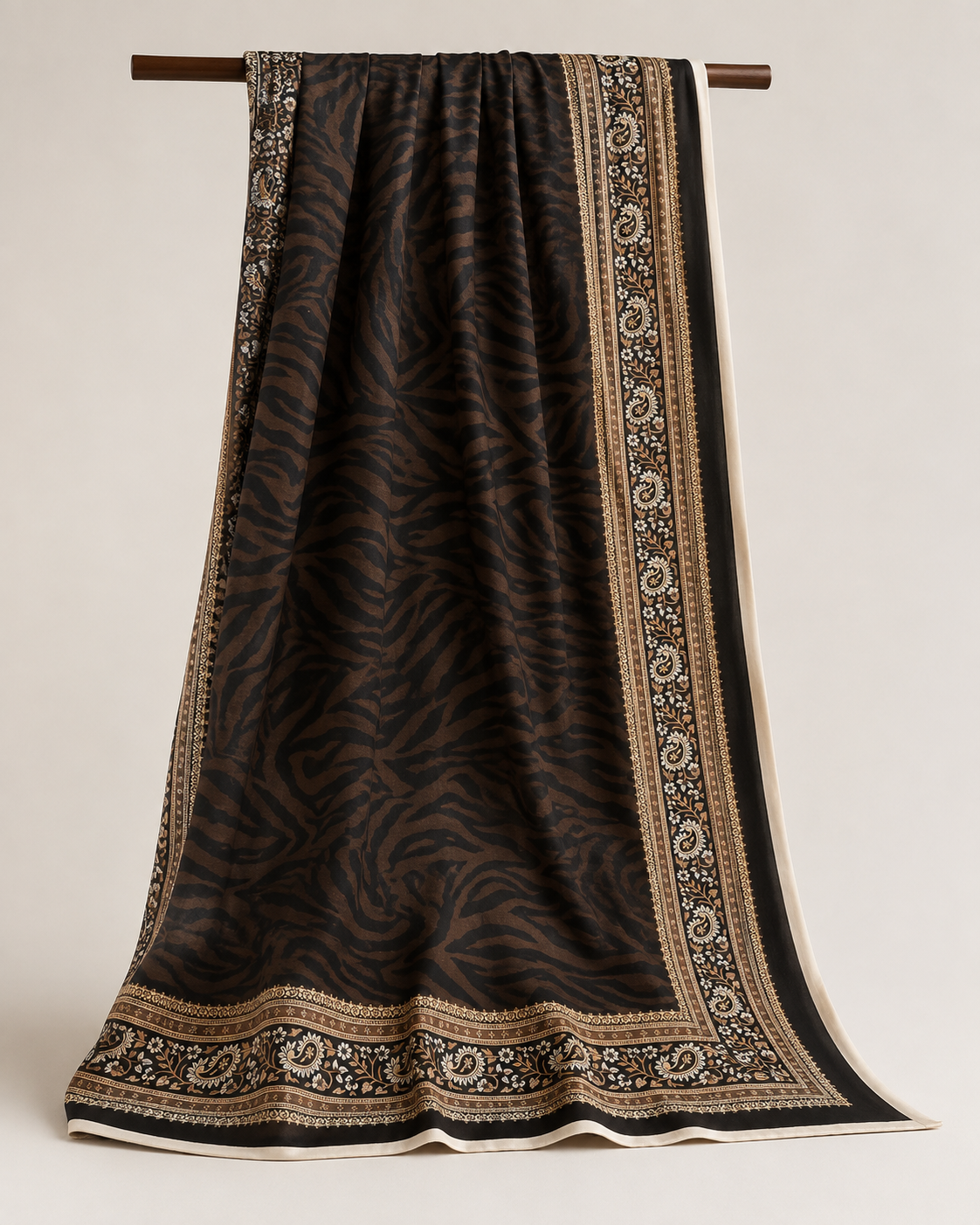 Brown Floral Embroidered Lawn 3-Piece Suit