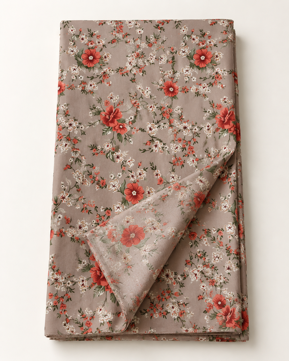 Taupe Floral Embroidered Linen 3-Piece Suit