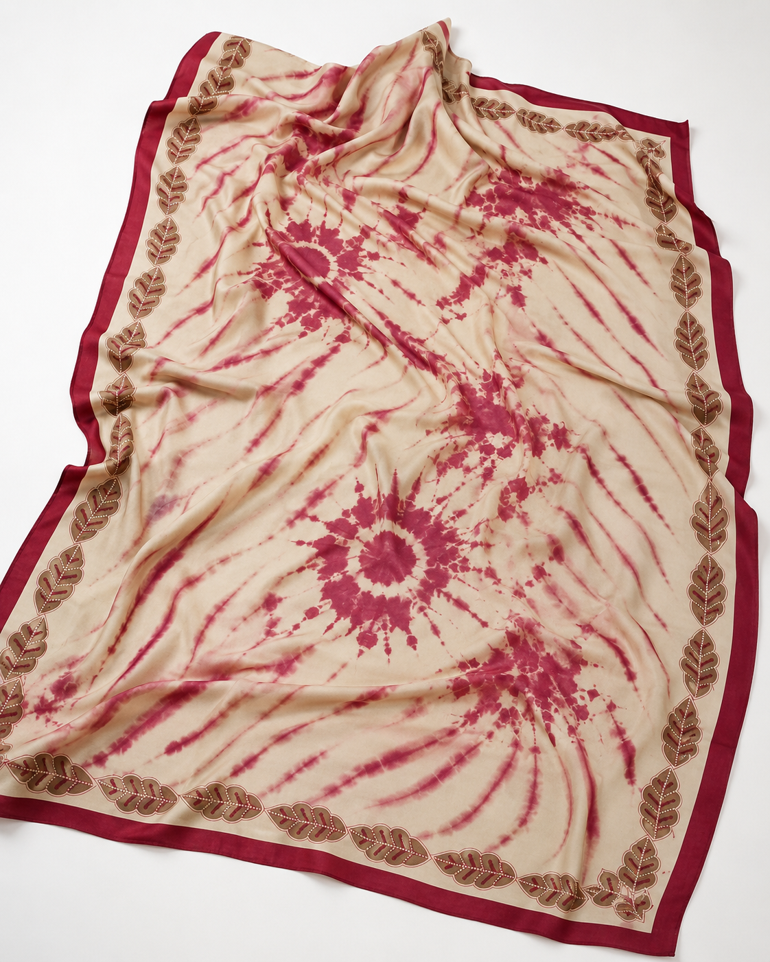 Beige & Rose Floral Embroidered Linen 3-Piece Suit