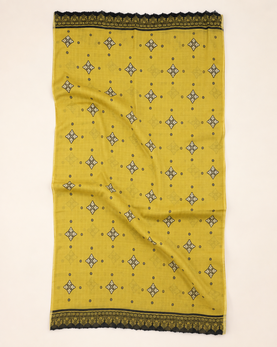 Mustard Olive Printed Lawn 3-Piece Unstitched Suit