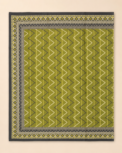 Charcoal Olive Printed Lawn 3-Piece Unstitched Suit with Voile Dupatta