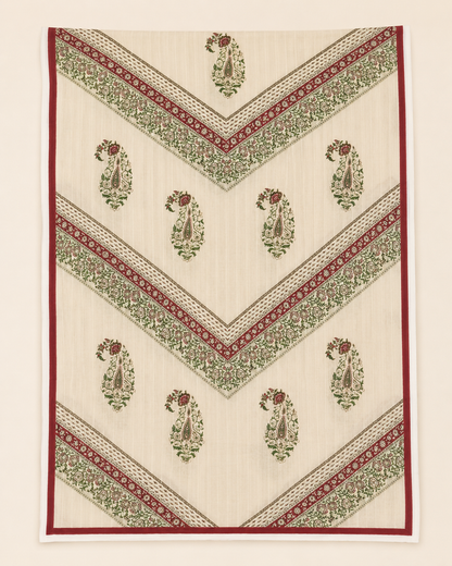 Cream Paisley & Maroon Printed Lawn 3-Piece Suit with Voile Dupatta