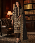 Brown Floral Embroidered Lawn 3-Piece Suit
