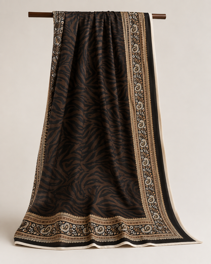 Brown Floral Embroidered Lawn 3-Piece Suit