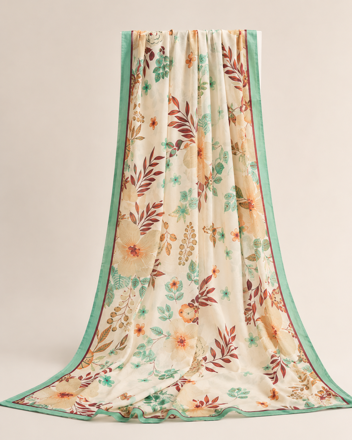 Cream Botanical Embroidered Linen 3-Piece Suit