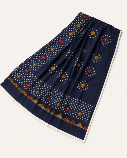Navy Blue Embroidered Linen 3-Piece Unstitched Suit