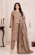 Taupe Floral Embroidered Linen 3-Piece Suit