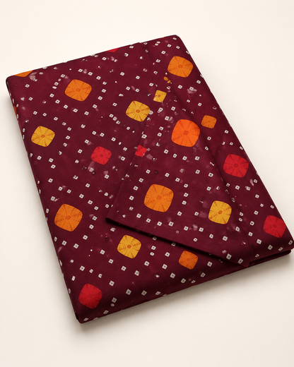 3-Piece Burgundy Embroidered Lawn Suit with Chiffon Dupatta