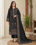 Black Embroidered Linen 3-Piece Unstitched Suit