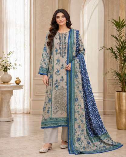 Ladies' Embroidered Neck (Linen) Suit