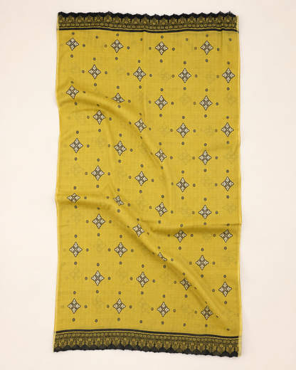 Mustard Olive Printed Lawn 3-Piece Unstitched Suit