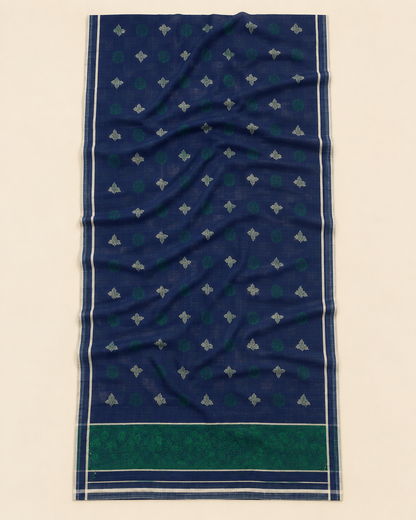 Midnight Navy & Emerald Printed Lawn 3-Piece Unstitched Suit